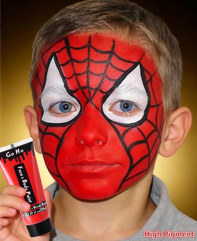 Go Ho Red Face Body Paint Washable(2.37oz/pc),Water Based Cream Face Paint,Devil/Clown Nose Red Body Paint for Halloween SFX Cosplay Costumes Festivals Makeup