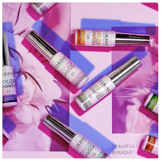 RARJSM Temperature Color Changing Painted Line Art Gel Nail Polish Set,12 Colors Mood Changing Gel Polish Pink Orange Red Blue Green Purple for Fall Winter Nail Art DIY Design Curing Required 8ml