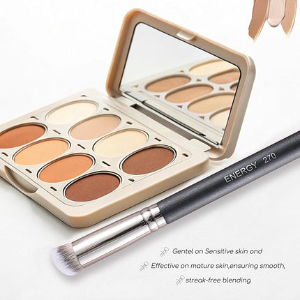 ENERGY Concealer Brush Under Eye Mini Angled Flat Top Kabuki Nose Contour Brush for Concealing Blending Setting Buffing with Powder Liquid Cream Cosmetic Pro Small Makeup Foundation brushes 270