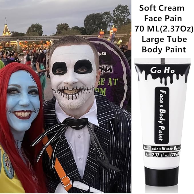 Go Ho Red White and Royal Blue Face Body Paint(2.37 oz) for Halloween Makeup,Cream Water Based Vampire Skeleton Face Paint for Adults Children SFX Cosplay Makeup,4th of July Accessories
