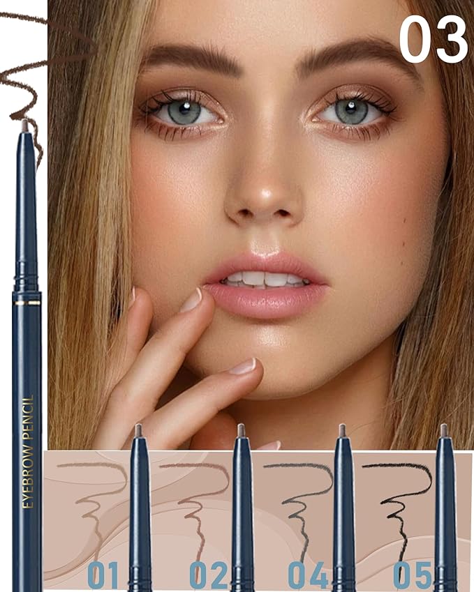Eyebrow Pencils for Women, 2Pcs Brown Ultra-Fine Eye Brow Pencil Set,Easy to Color,Long-Lasting Waterproof Eyebrow Tint Pen Kit for Define Shape and Fill Brow,Thanksgiving Eye Makeup Gift for Girl-03