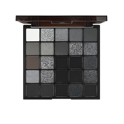 K'APEINE 25 Color Black Eyeshadow Palette, Smoke Eyeshadow Palette Silver Smokey Eye Shadow Matte Velvet & Metallic Shimmer Cool Smoky Dark Shades for Goth Makeup No Fading, Long Lasting Waterproof