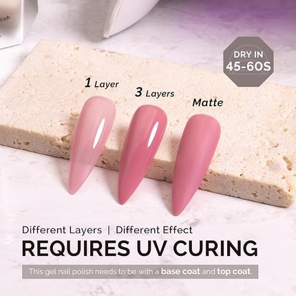 MelodySusie 0.5fl oz Dark Pink Gel Nail Polish, Nails Soak Off UV LED Jelly Purple Pink Gel Polish Gift for Women Nail Art Manicure Salon DIY Nail Design Decoration at Home-A2612