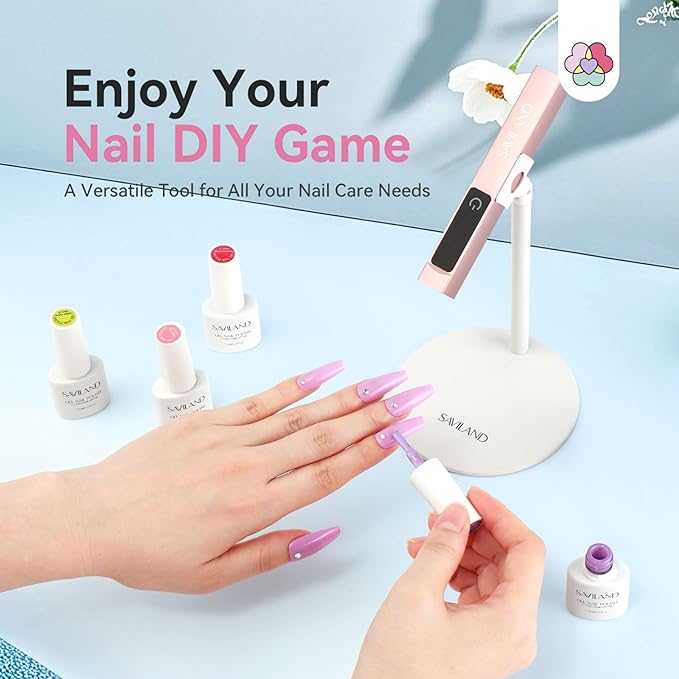 SAVILAND SSPro X U V Light for Gel Nails: 10s Flash Cure U V Light for Nails with Magnetic Stand LED Screen 400mAh Rechargeable LED Nail Lamp Portable Gel Light 2-Timers DIY Home