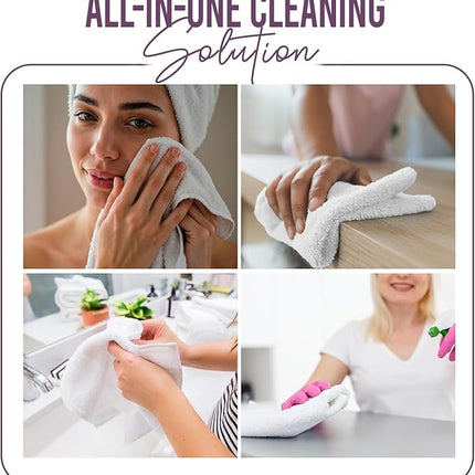 DAN RIVER 12 Pack Wash Cloths for Showering [12x12] - 100% Cotton Washcloths Premium Quality Flannel Face Cloths for Bathroom, Highly Absorbent and Soft Feel Wash Clothes, Purple Passion