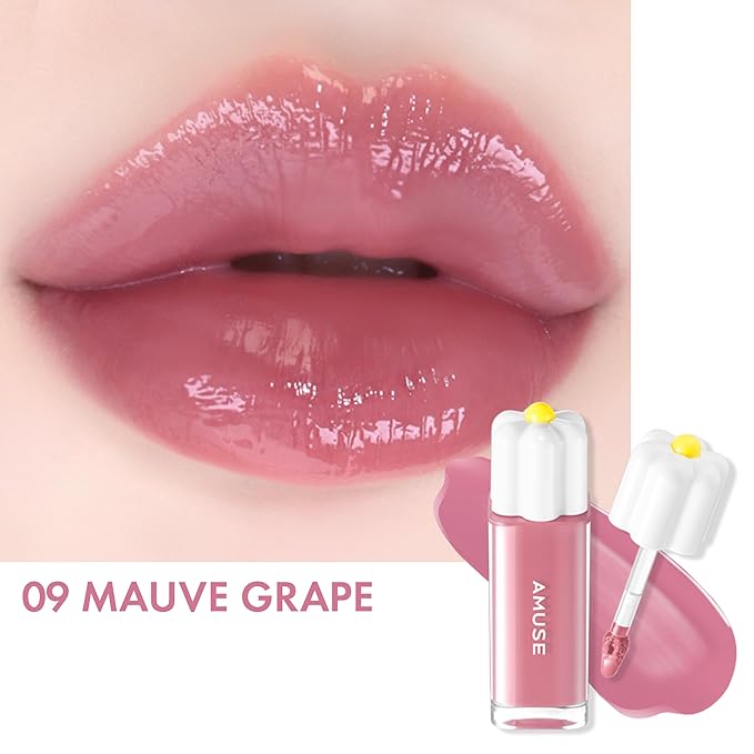 Amuse SEOUL Daisy Flower Dew Tint 09 MAUVE GRAPE | 35% High-moisture Water Tint, Long-lasting, Vitamin E Acetate, Moisturizing, No Peel Off, Lip Treatment, Non Sticky, Korean Lip Tint for Dry Lips