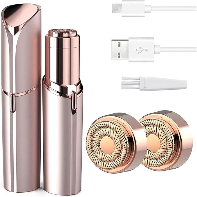 Facial Hair Remover for Women with 2 Pack Replacement Heads Gold