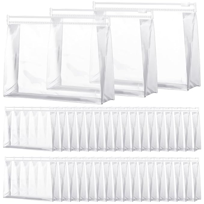 Xuniea 50 Pcs Mini Clear Makeup Bag Small Clear Zipper Pouch Travel Plastic Cosmetic Organizer Waterproof for Toiletries Swimsuit Bikini Bathing Suit(11'',Transparent)