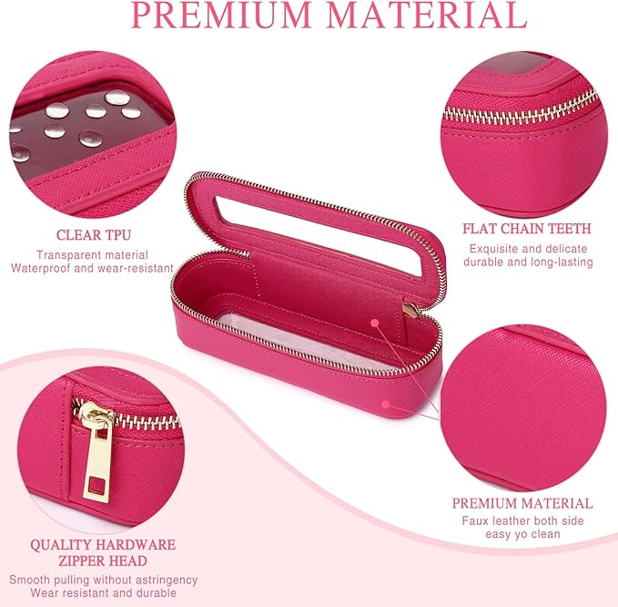 Pinkmik Makeup Brush Bag Slim Clear Makeup Bag Transparent Travel Cosmetic Case & Toiletry Bag with Zipper Small Beatuy Makeup Bag Purse Organizer for Women (X/Fuxia, SLIM)