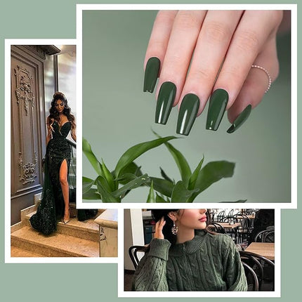 RARJSM Hunter Green Gel Polish, Emerald Green Nailpolish Soak Off UV LED ForestGreen Nail Gel Polish Nail Art Starter Manicure Salon DIY at Home