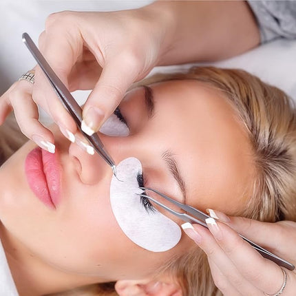 Volume Lash Tweezers Beyelian Lash Tweezers for Eyelash Extensions, Curved L High Precision Tip for Mega Fans, Stainless Steel AS09 Silver.