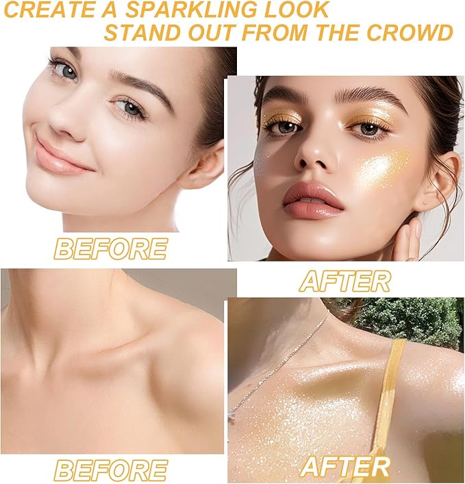 Hair and Body Glitter Spray, 1PC Gold Hair Glitter Extra Fine Face Shimmer Powder for Clothes, Festival Loose Sparkle Powder for Rave Clothes Nail Art Easter Halloween Crafts (Gold)