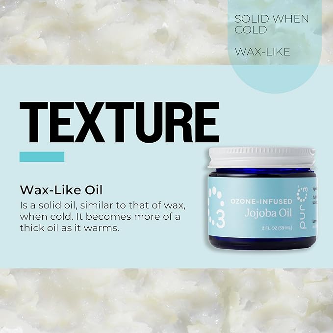 PurO3 Ozonated Jojoba Oil – Pure, Natural, Organic Skincare for Face & Body – Oxygenated Healing Lotion, Moisturizer & Beauty Cream in a Glass Jar – O3 Therapy Salve, 2 oz