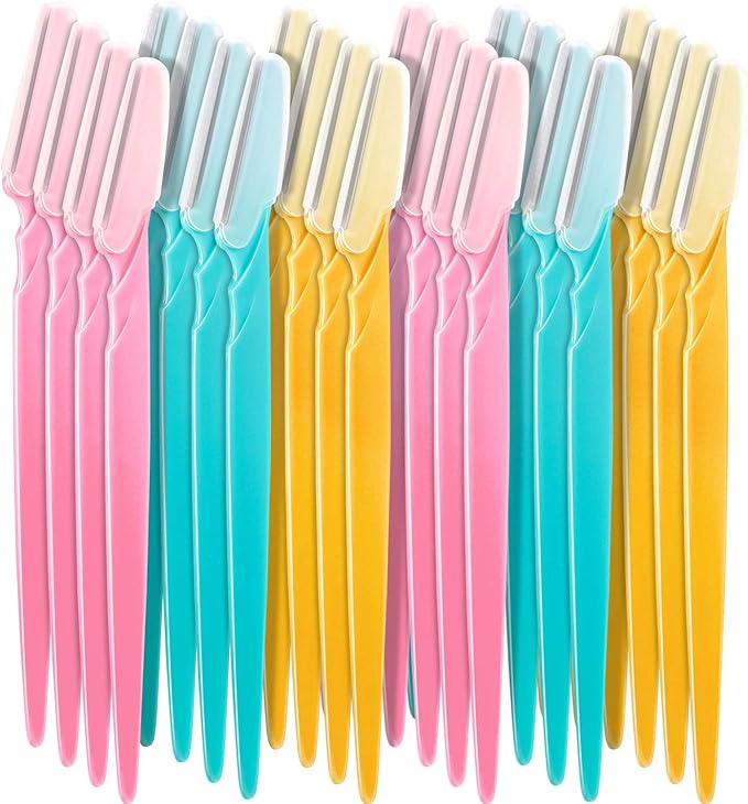 Boao 96 Pieces Eyebrow Razor Eyebrow Trimmer Shavers Dermaplaning Tool Face Razors for Women with Precision Cover