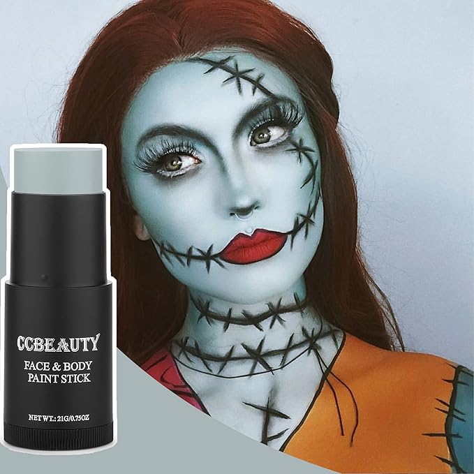CCbeauty Light Grey Face Paint Stick, Face Painting Kit, Full Coverage SFX Makeup Foundation, Professional Body Paint for Halloween Costume Cosplay Party, For Corpse Bride, Zoombie, Marceline Makeup