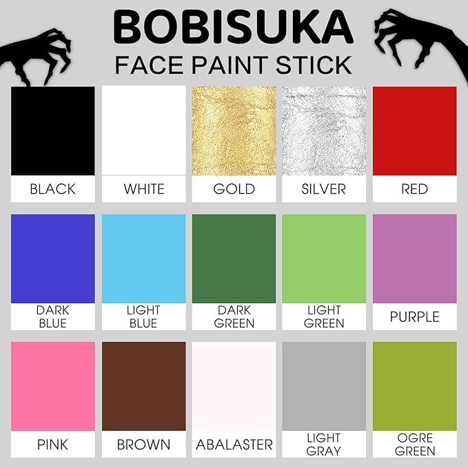 BOBISUKA Gold Face Paint Stick, Waterproof Metallic Golden Full Body Paint Sticks, Blendable Painting Kit for Halloween Makeup SFX Cosplay Special Effects Fancy Parties Cosplay Costume Stage