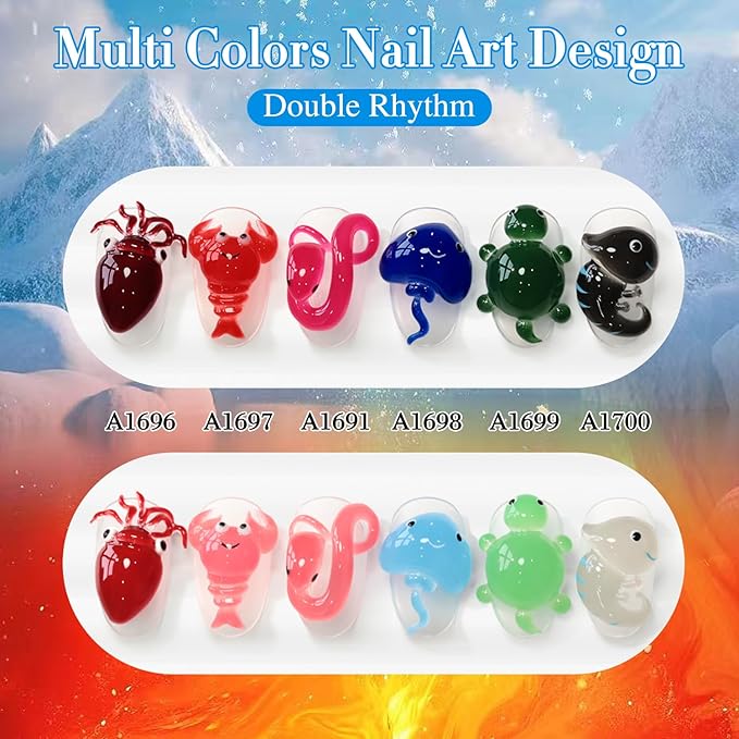 Double Rhythm 6 Pcs 15 ML Gel Polish Set Same Color Same Bottle Soak Off Gel Polish Kit Nail Art Manicure Salon DIY at Home for Women (Burgundy Blue Green Pink Purple -T6-64)