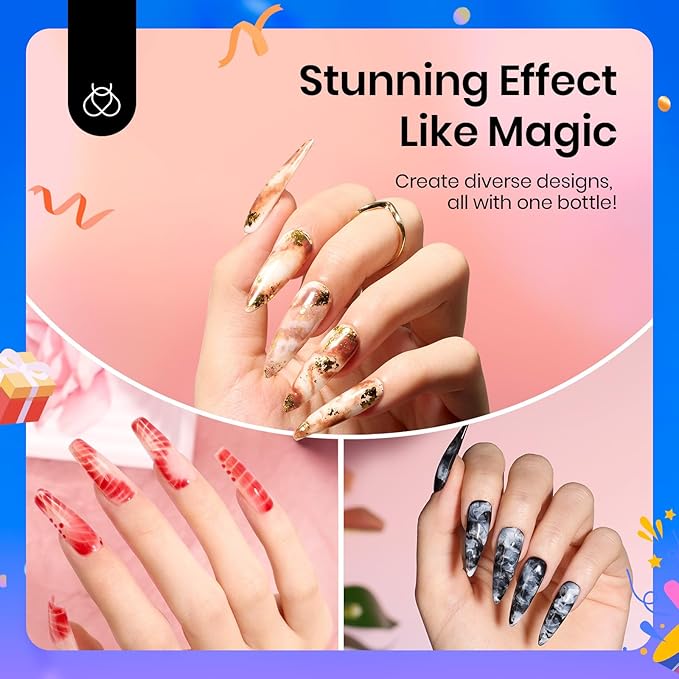Beetles Blooming Gel - Hema Free Clear Blossom Blooming Gel Polish for Spreading Effect DIY Watercolor Floral Print Soak off Nail Diy Manicure Art Design Gift