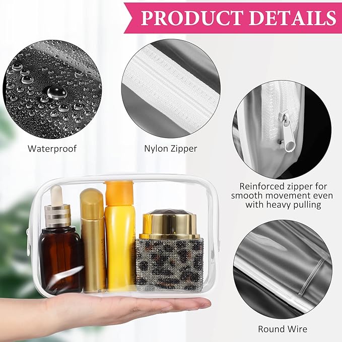 Weewooday 12 Pieces Clear Makeup Bags Cosmetic Storage Bags PVC Zipper Pouches Travel Waterproof Makeup Plastic Case for Women Organizing Toiletries Traveling (Small,Small,White Side Frosting)