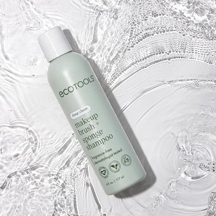 EcoTools Makeup Brush & Sponge Shampoo - Fragrance-Free Cleanser for Brushes, Sponges & Puffs, No Harsh Chemicals, Vegan & Cruelty-Free, 6 fl.oz./ 177 ml, 2 Count