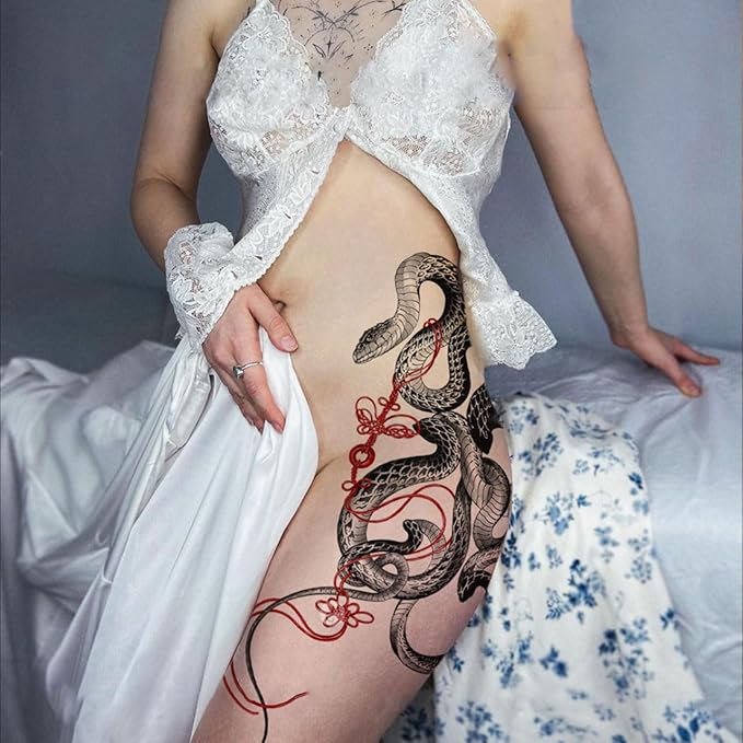 Large Temporary Tattoos Women Temporary Neck Tattoos Temporary Realistic Flower Chest Tattoo for Adults (TS08)