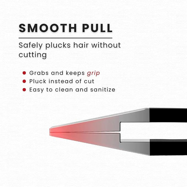 Eyebrow Tweezers Women Facial Hair, Stainless Steel Facial Hair Removal Precision Tweezer for Men & Women in Black, Slanted Tip Eyebrow Plucker for Easy Plucking, Professional Tweezers by AURAY (3)