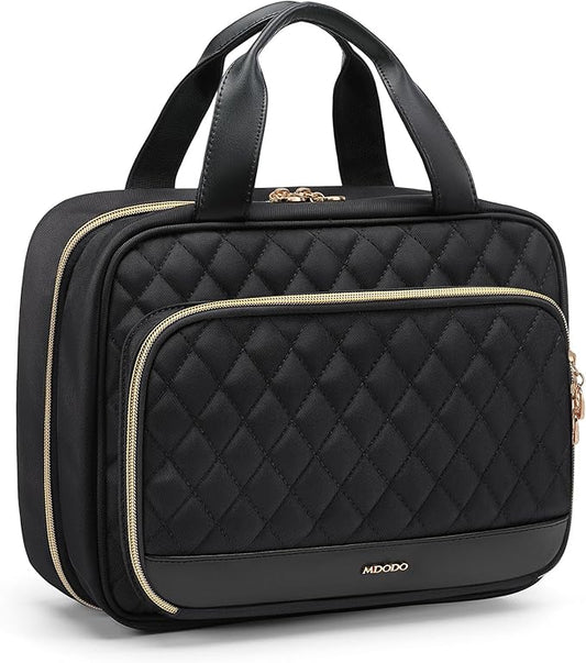 Travel Toiletry Bag Hanging Toiletry Bag for Women Water-resistant Cosmetic Makeup Bag for Full Sized Travel Essentials Must Have (Black)