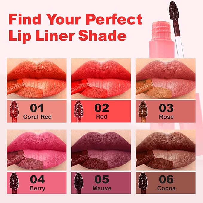 Lip Liner - Lip Stain Peel Off Moisturizing Long-Lasting & Waterproof Transfer Proof & Plumping, Non-Stick Cup Lip Liner Stain Tint For All Skin Types (Red, 1 PCS)