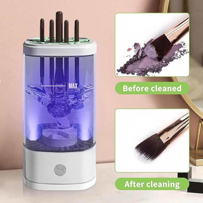Electric Makeup Brush Cleaner,Portable Automatic Cosmetic Brushes Cleaner Machine,USB Rechargeable,Fits All Brush Sizes,For Home Deep Clean & Travel Quick Wash