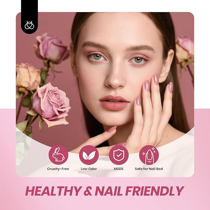 Beetles Jelly Gel Nail Polish Set - 6 Colors Nude Pink Purple Glitter Gel Polish Kit Faded Rose Color Neutral Sheer Gel Translucent Effect Soak off UV DIY Salon Manicure Gift for Women