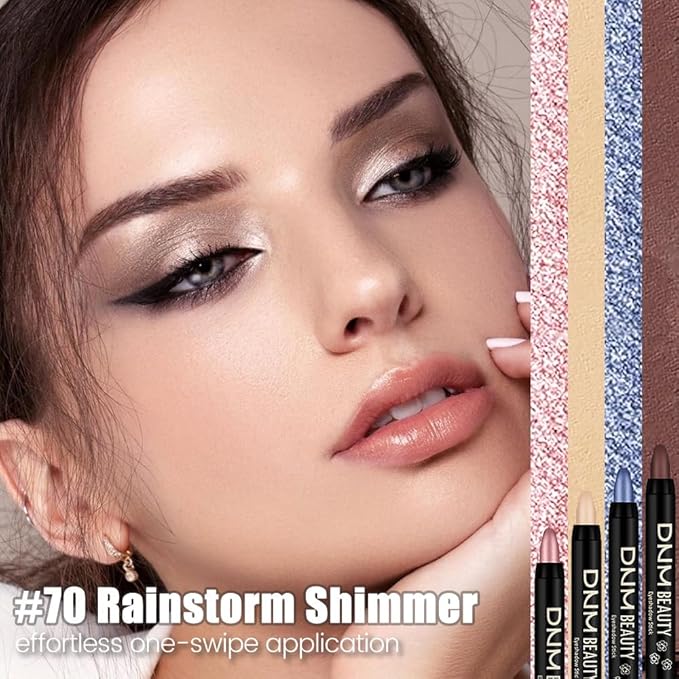 Silver Grey Shimmer Cream Eye Shadow Stick Makeup for Women, Shimmer Eyeliner Pencil Eyeshadow Brightener Stick for Eyes, Waterproof Eyeshadow Applicator Blendable sombras para ojos 70#