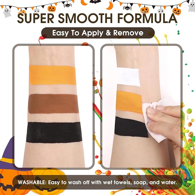 BOBISUKA Orange Face Body Paint Liquid Texture Washable Non Toxic Facepaint Fast Drying Foundation Makeup for or Halloween Pumpkin Cosplay SFX Costume Party Large Capacity(130ml)