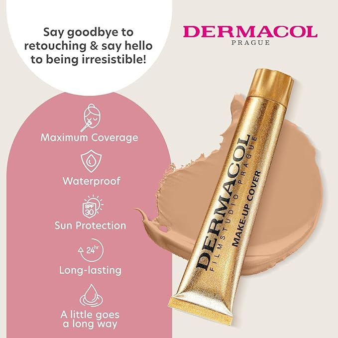 Dermacol - Full Coverage Matt Foundation, Liquid Makeup with SPF 30, Waterproof Foundation for Oily Skin, Acne, & Under Eye Bags, Long-Lasting Makeup Products, 30g, Shade 226