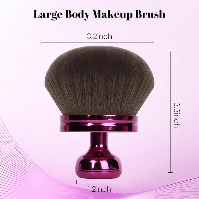 Extra Large Body Makeup Brush For Self Tanner,Makeup Brush For Self Tanner Face Leg,Self Tan Back Applicator,3.2in Sphere Kabuki Brush For Bronzers Blend Self Tanning with Drawstring Bag Purple Vegan