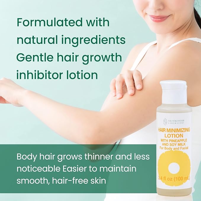 Hair Minimizing Lotion for Full Body with Pineapple and Soymilk, Made in Japan, 3.52 FL. OZ