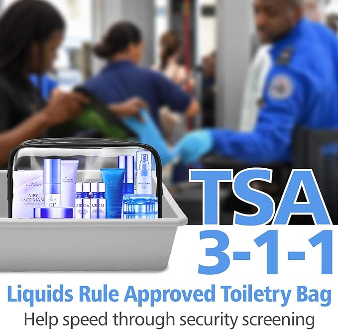 12 Pcs Clear Toiletry Bag PVC Waterproof Zippered PVC Cosmetic Makeup Carry Pouch TSA Approved Toiletry Bag for Travel Clear Organizer Storage Bags (Medium, Black)