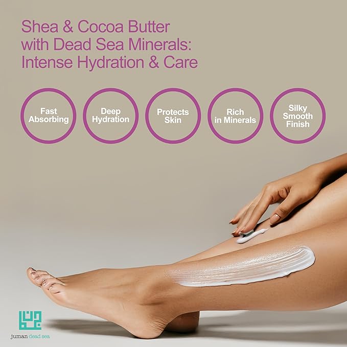 JUMAN Dead Sea Minerals Fast Absorbing & Non-Greasy Body Lotion | Vanilla | Intense Beauty Dry Skin Moisturizer | Hydrating Moisturizer with Shea and Cocoa Butter & Sweet Almond Oil | Vegan | 11.8 OZ
