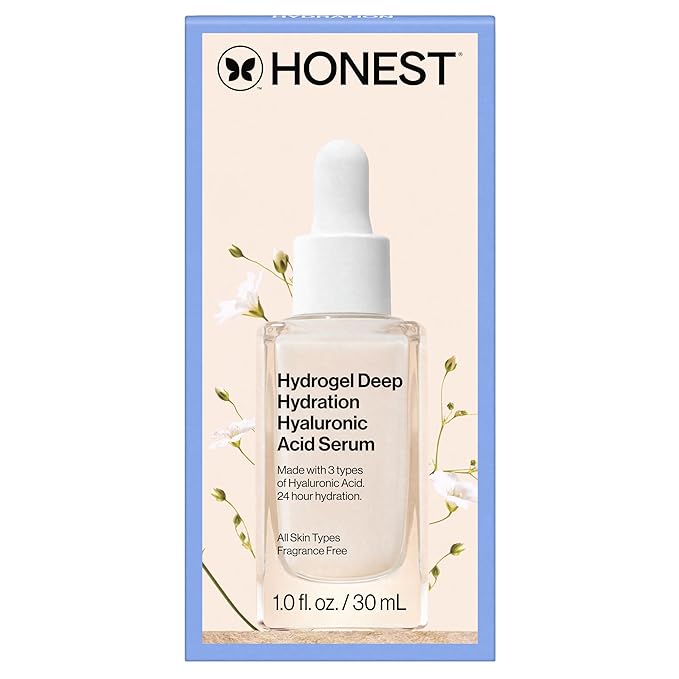 Honest Beauty Hydrogel Deep Hydration Hyaluronic Acid Serum | Moisturizes + Plumps | Hypoallergenic, Fragrance Free, Vegan, Gentle for Sensitive Skin | 1 fl oz