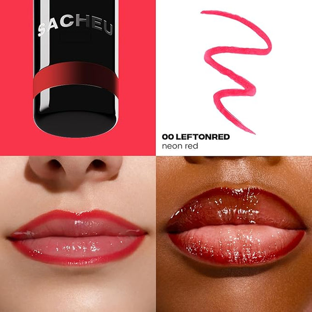 Sacheu Lip Liner STAY-N Peel Off Lip Stain — Long Lasting Waterproof Lip Tint with Hyaluronic Acid & Vitamin E — Transfer Proof Matte Finish, Vegan & Cruelty-Free (leftonRED)