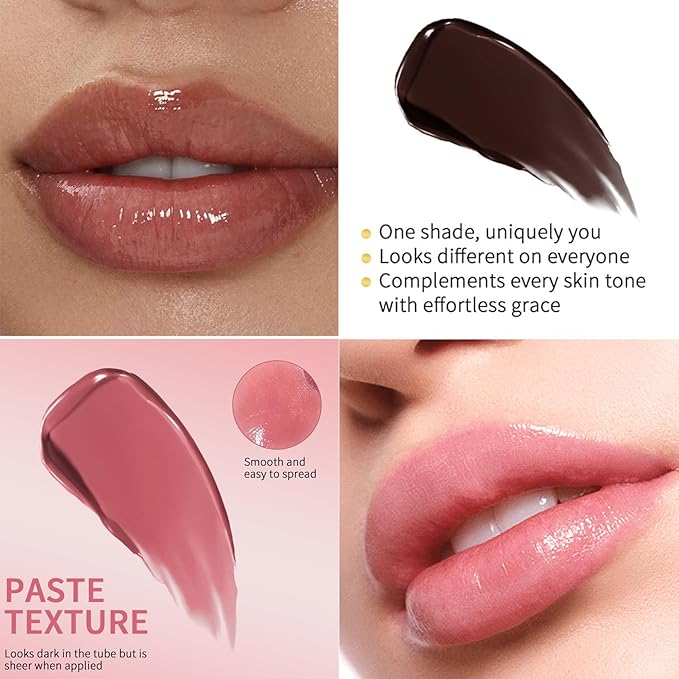 Dulele 2PCS Honey Lipstick Tinted Lip Balm, Glossy Hydrating Lip stick, Sheer Black Jelly Lipstick, Nourishing Black and Pink Lip Stick, Moisturizing Lip Care Balm for Dry Lips