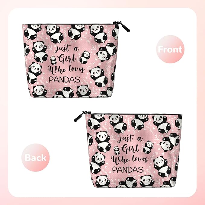 MOLAIGIN Just A Girl Who Love Pandas Cute Panda Cosmetic Bag For Women, Travel Makeup Bag, Toiletry Zipper Bag, Large Capacity Aesthetic Cases