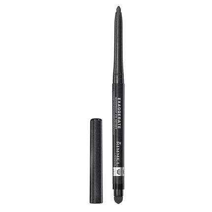 Rimmel London Exaggerate Waterproof Eye Definer Eyeliner, Highly Pigmented, Long-Wearing, Built-In Smudger, 263, Starlit Black, 0.01oz