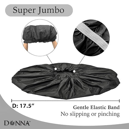 DONNA Super Jumbo Shower Cap – Comfortable Elastic Band, 100% Waterproof Hair Cap for Long Hair, Braids & Thick Styles, Reusable Big Shower Cap for Women, Keeps Hair Dry & Protected, NAVY