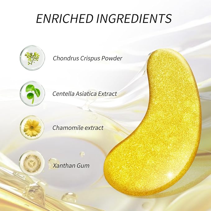 Under Eye Patches (24 Pairs) - Gifts for Women - Golden Under Eye Mask for Dark Circles, Puffiness & Wrinkles, Eye Gels Pads for Refreshing, Revitalizing - Bridesmaid Gifts