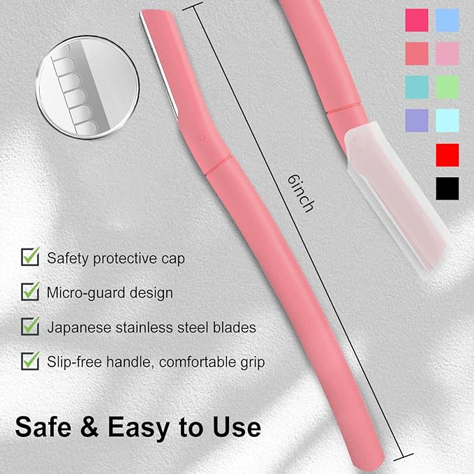 Face Razors for Women, Dermaplane Razor for Women Face, Eyebrow Razor, Dermaplaning Tool, Gentle Exfoliation Microblades for Sensitive Skin, Peach Fuzz Remover