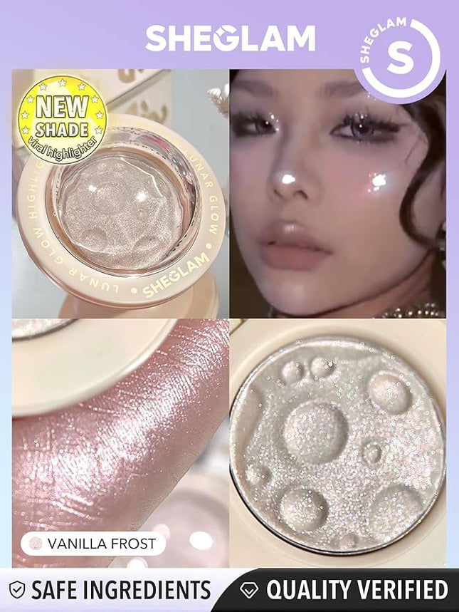 SHEGLAM Lunar Glow Highlighter, Silky Creamy Eyeshadow-Vanilla Frost, Shimmery Finish, Vanilla Frost