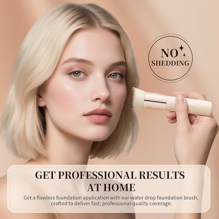 DUcare Foundation Brush,Flat Top Kabuki Brush Synthetic Professional Makeup Brush Liquid Blending Mineral Powder Buffing Stippling Makeup Tools,Beige
