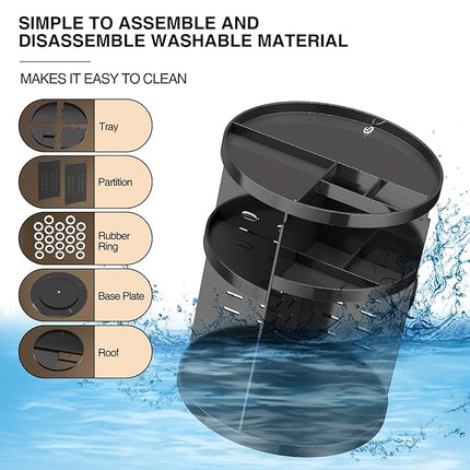 360 Large Rotating Makeup Organizer Countertop, Clear Acrylic Makeup Organizers, Organizador De Perfumes, 7 Layers Large Make Up Organizer, Huge Storage Fits for Vanity and Bathroom (Black, Small)
