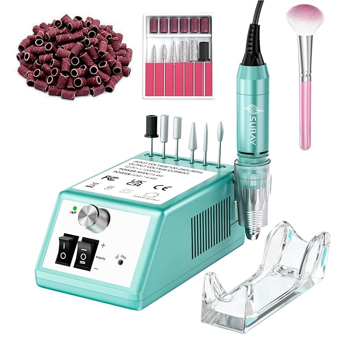 Subay 30000RPM Professional Nail Drill Machine for Acrylic Nails, Gel Nail, Nail Art Polisher Sets with 6 Bits Easy Build-in Bit Holder Twist Lock Changing Bit