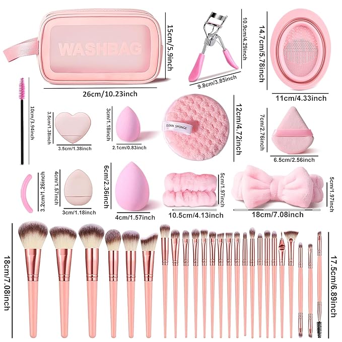 65Pcs Pink Makeup Brushes Set Professional Makeup Kit Multi-functional Makeup Tool Set with Case Facial Makeup Accessories, Foundation Makeup Brush Kit Eye and Face Make up Brushes & Tools
